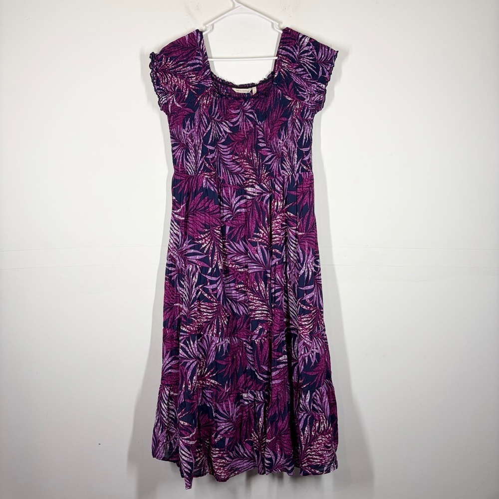Soft Surroundings Purple Smocked Dress Size Large PETITE
